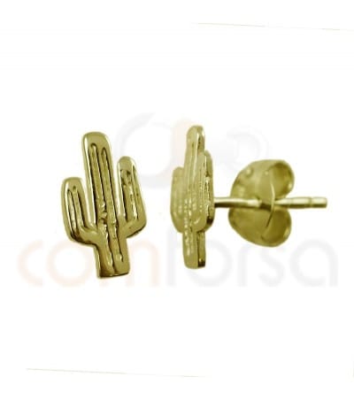 Brinco cactus 5 x 9 mm prata banhada ouro