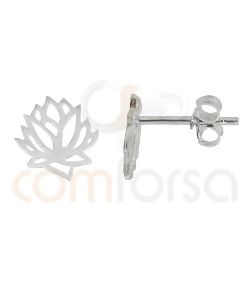 Brincos flor de lótus  9 x 8.5 mm prata 925ml