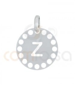 Pingente letra Z com círculos cortados 14 mm de prata 925