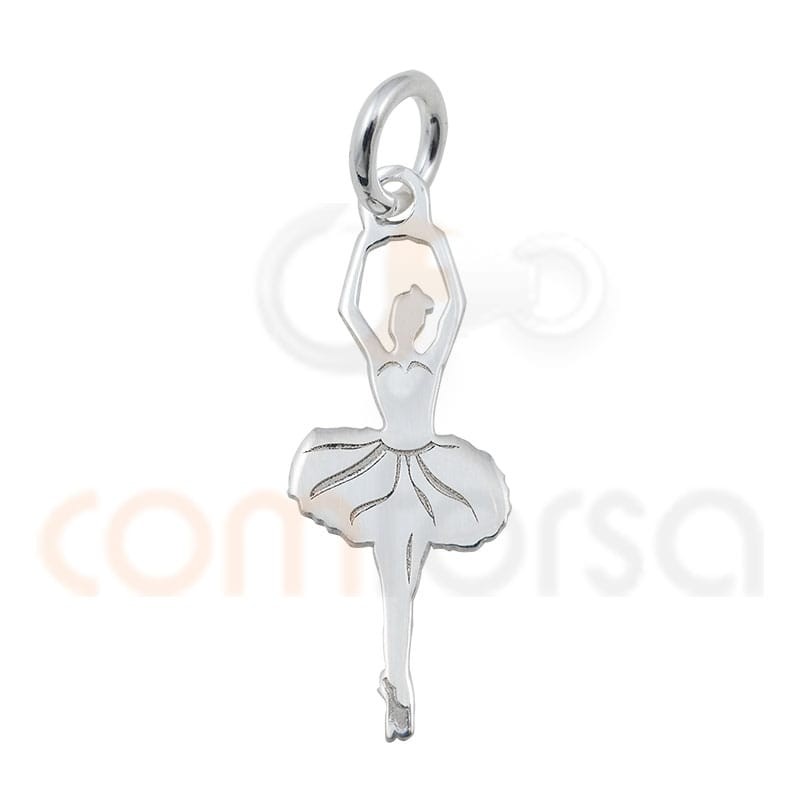 Pingente de bailarina 7 x 20 mm prata 925