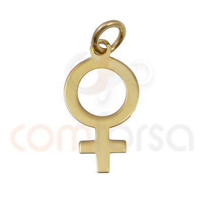 Pingente símbolo de mulher 9x7mm prata 925 banhada a ouro