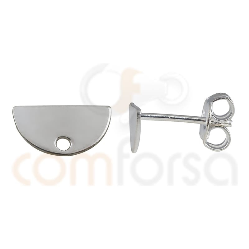 Brinco de meio círculo com broca 11 x 6mm prata 925