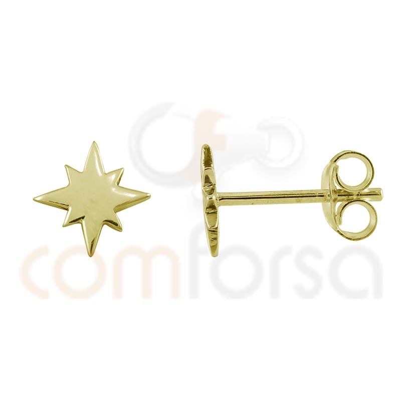 Brinco estrela polar 7 mm prata banhada a ouro