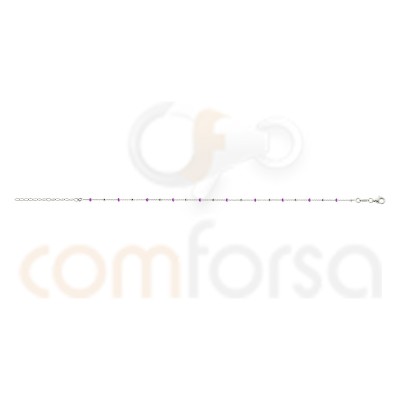 Cavigliera sfere smaltata fucsia 21.5cm + 4.5cm argento 925