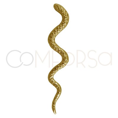 Pingente serpente 30 mm em prata 925 banhada a ouro