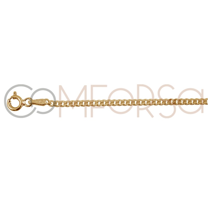 Corrrente barbada 1.2 mm prata banhado  a ouro