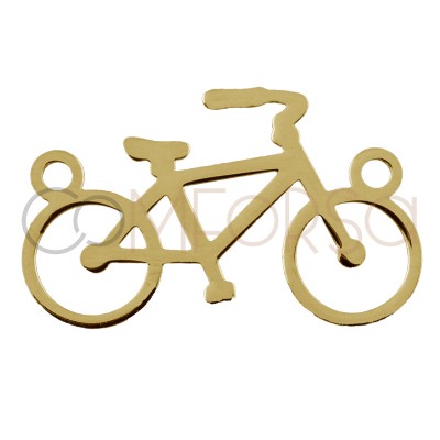 Pingente bicicleta retro 16 x 10 mm prata 925 banhada a ouro