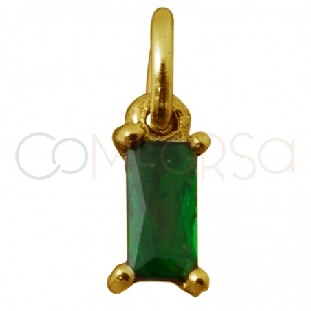 Mini pingente zircõe "Emerald" 5x2 mm prata 925 banhada a ouro