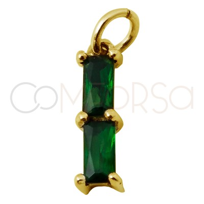 Mini pingente com dulpo zircõe "Emerald" 10 x 2mm prata banhada a ouro