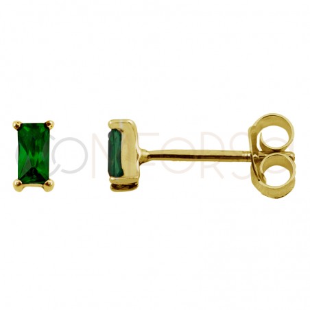 Mini brinco rectangular emerald 2 x 5mm prata 925
