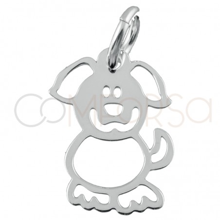 Pingente cão calado 9.8x14mm prata 925