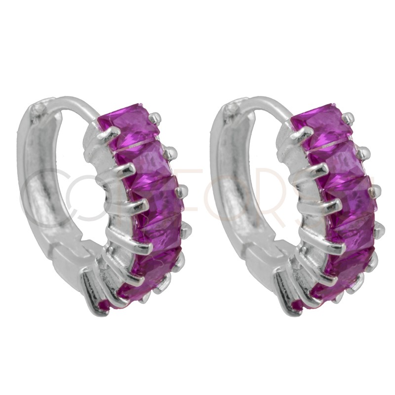 Brinco zirconia Rubi 14mm prata 925