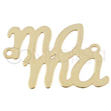 Entremeia mama 14x20mm prata 925 banhada a ouro