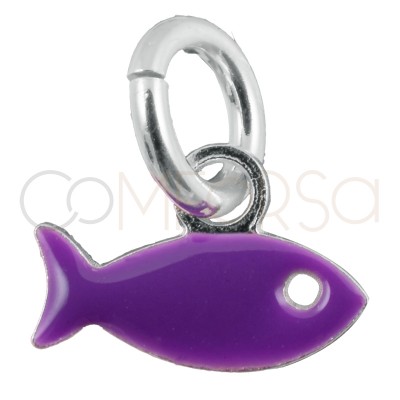 Pingente mini peixe púrpura 8x5mm prata 925