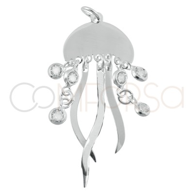 Pingente medusa com zirconias 15x10mm prata 925