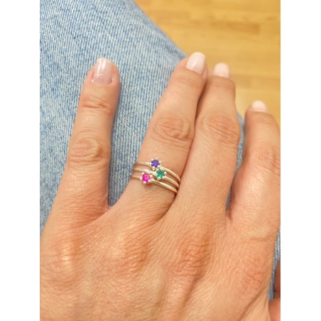 Anel com zirconia Rubi prata 925