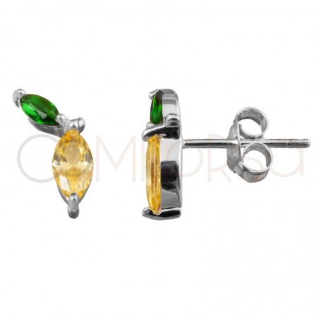 Orecchino limone 4 x 9mm argento placcato oro