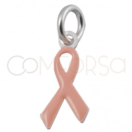 Ciondolo nastro rosa in argento 925 con smalto 10x5mm