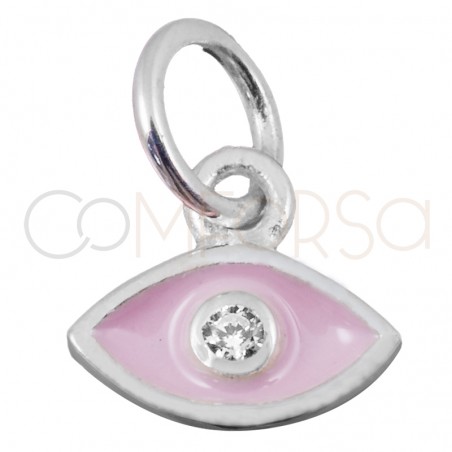 Ciondolo occhio rosa con zircone 7.9 x 7mm argento 925