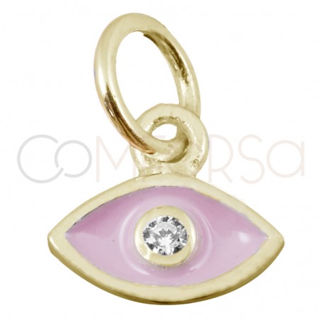 Ciondolo occhio rosa con zircone 7.9 x 7mm argento 925