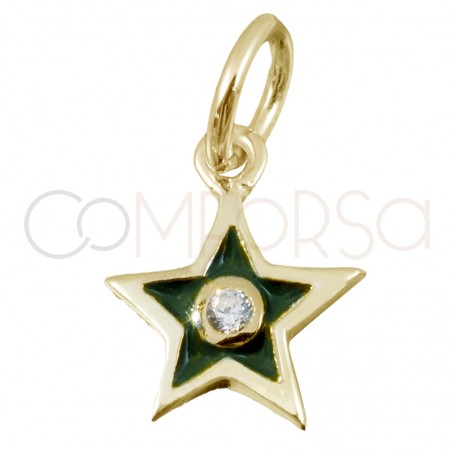 Ciondolo stella verde con zircone 8 x 10mm argento 925