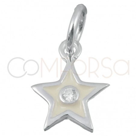 Ciondolo stella crema con zircone 8 x 10mm argento 925