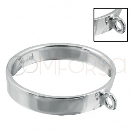 Anello liscio con anello ciondolo in argento 925