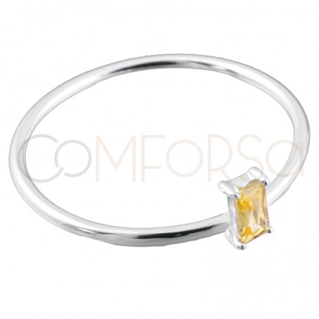 Anello rettangolare 2x5mm giallo in argento 925