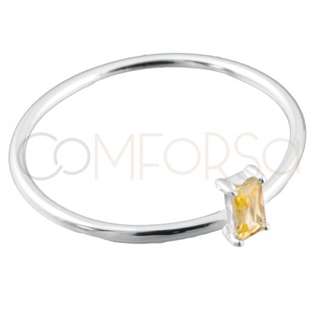 Anello rettangolare 2x5mm giallo in argento placcato oro