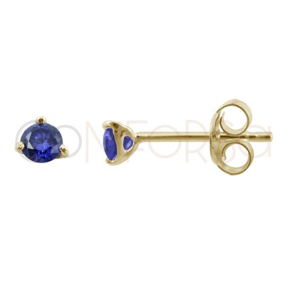 Orecchini zirconi blu 3mm in Argento 925