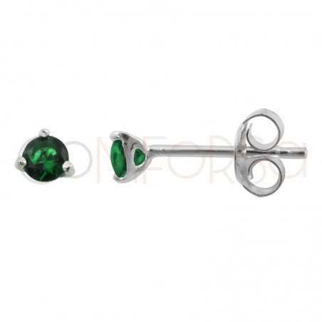 Orecchini zirconi verde 3mm in Argento 925