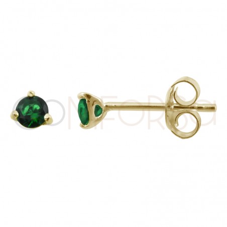 Orecchini zirconi verde 3mm in Argento 925