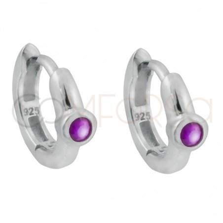 Orecchini con zircone viola in argento 925