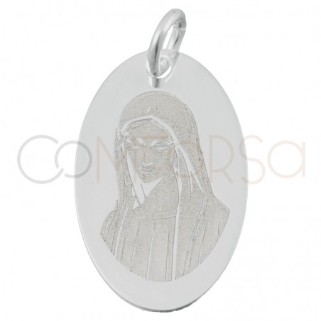 Personalizzazione 1 lato + Ciondolo Madonna di Lourdes 11x18mm argento 925