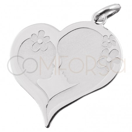 Personalizzazione Ciondolo cuore mamma-bambina 18.5 x20mm argento 925