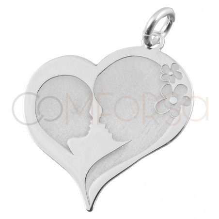 Personalizzazione Ciondolo cuore mamma-bambino 18.5 x20mm argento 925