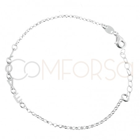 Bracciale Love 17 + 3cm di prolunga argento placcato oro