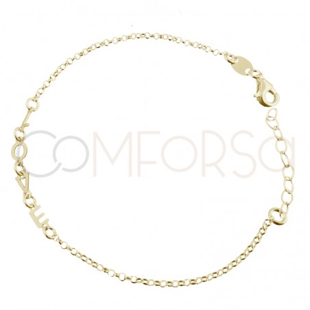 Bracciale Love 17 + 3cm di prolunga argento placcato oro