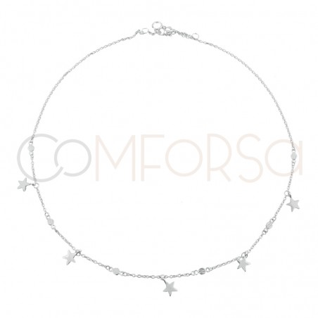 Girocollo con 5 stelle personalizzabili 40cm + 5cm di prolunga argento 925