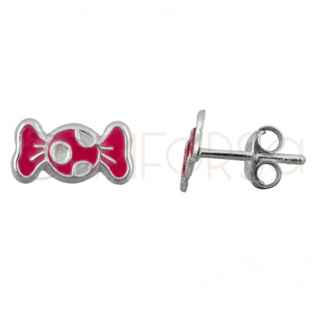 Orecchino caramella fucsia 8.5x4.5mm Argento 925