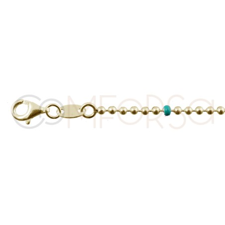 Bracciale con perline di colore verde, corallo Lilla17cm + 4cm argento 925 placcato oro