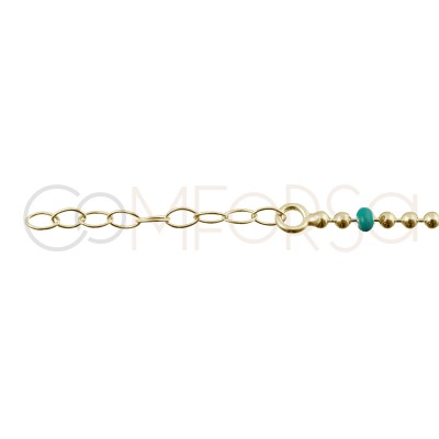 Cavigliera con perline verde, corallo Lilla 21.5cm + 4.5cm Argento 925