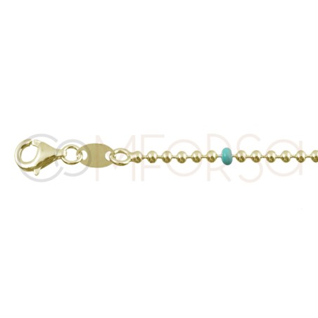 Cavigliera con perline color azzurro 21.5cm + 4.5cm Argento placcato oro