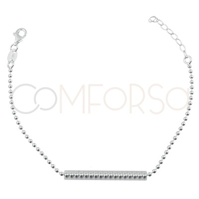 Bracciale con sfere dettaglio barra centrale 17cm + 4cm argento placcato oro