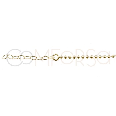 Bracciale con sfere dettaglio barra centrale 17cm + 4cm argento placcato oro