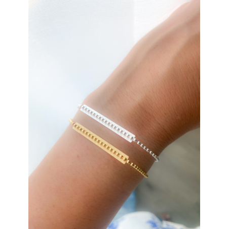 Bracciale con sfere dettaglio barra centrale 17cm + 4cm argento placcato oro