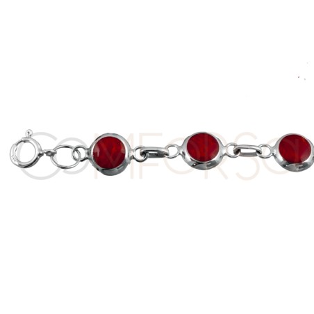 Bracciale color corallo 8mm Argento 925