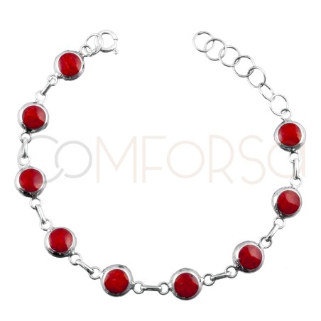 Bracciale color corallo 8mm Argento 925