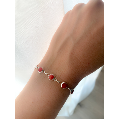 Bracciale color corallo 8mm Argento 925