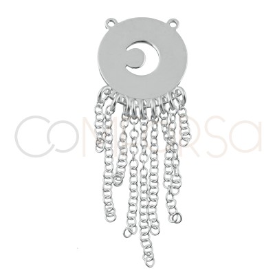 Pendente luna traforata frangia 15x15mm Argento 925 placcato oro